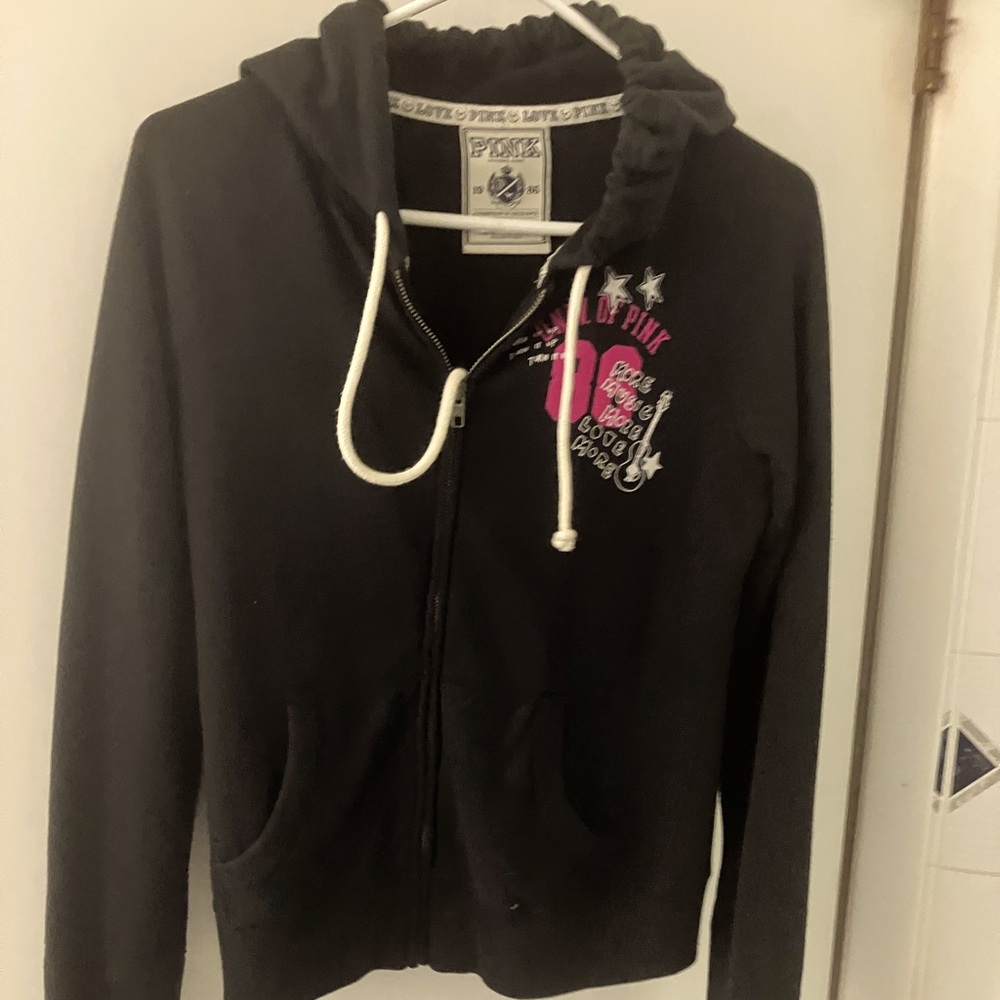 Victoria’s Secret Pink brand college music themed full zip hoodie sweatshirt MED